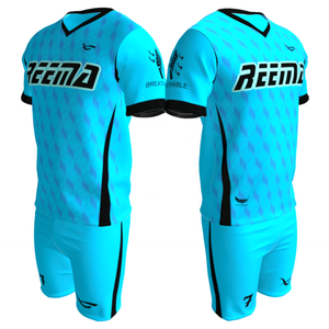 ชุดฟุตบอลโพลีเอสเตอร์นำเข้า100% สำหรับกีฬาชั้นนำที่ออกแบบโดยเทคโนโลยีรีม่า - Product Image 3