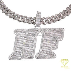 Elegant Lab Grown Diamond <b>Number</b> 40 Pendant With Gold Tone Finish Iced Out <b>Number</b> Charm And Cuban Link Necklace For Mens Jewelry - Product Image 6