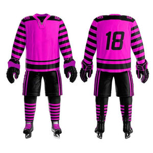 Tenue de hockey sur glace à manches longues avec nom d'équipe personnalisé, 100 % polyester respirant et à séchage rapide, ensemble uniforme en vente directe d'usine - Product Image 2