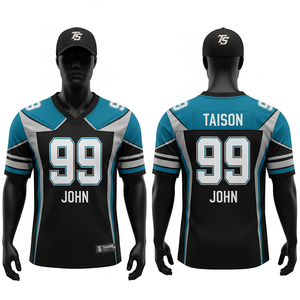 Maillot de football américain personnalisé en maille polyester 220 GSM, corps rouge, panneaux d'épaule gris et noir, impression par sublimation du nom et du numéro - Product Image 6