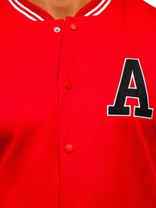 Chaqueta de bombardero de béisbol ligera para hombre, chaqueta roja cómoda con letras, ropa de calle, chaqueta con letras fabricada en Pakistán - Product Image 4