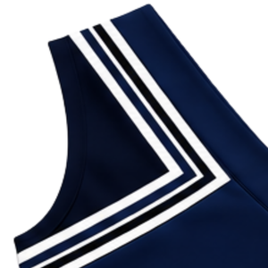 Haut d'uniforme de cheerleading bleu foncé sans manches, col en V, pour femmes et filles, idéal pour les équipes de danse et les compétitions - Product Image 3