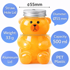 500ml Bear Bottle with 55mm Twist <b>Cap</b> Transparent PET <b>Plastic</b> for Juice and Milk Tea Direct From Vietnam Factory - Product Image 2