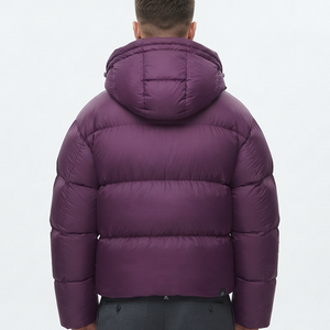 Veste matelassée à capuche unie violette pour homme, coupe-vent épais, doudoune décontractée d'hiver avec fermeture éclair, best-seller - Product Image 2