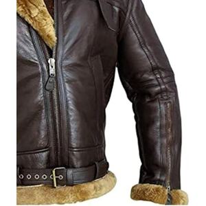 Abrigo de cuero genuino de vaca personalizado con forro de piel de cabra auténtica, chaqueta de invierno hecha a mano de alta calidad. - Product Image 4