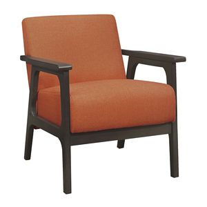 Fauteuil d'appoint de salon finition gris antique en tissu orange, bois d'hévéa massif, 1 pièce, mobilier - Product Image 3
