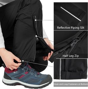 Pantalon de ski unisexe noir imperméable et chauffant, coupe-vent, taille élastique, 100 % nylon, résistant à l'eau 10 000 mm, vêtements de neige d'extérieur - Product Image 4