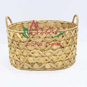 Natural <b>Wicker</b> Storage <b>Basket</b> Seagrass Water Hyacinth Organizer Bin with Handle for Home Vanity Decor - Product Image 2