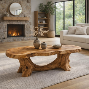 Handcrafted Modern Natural Antique Wood <b>Coffee</b> <b>Table</b> Solid Design Durable Eco-Friendly for <b>Small</b> Apartment Living Room - Product Image 5