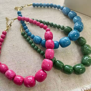 Javed Handicrafts Fashionable Vintage Geometric Acrylic Lucite Resin Beaded <b>Necklace</b> Multicolor Beads <b>Statement</b> Jewelry Unisex - Product Image 4