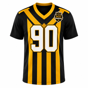 American Football Jersey Men's Black Gold <b>Player</b> Name V-Neck Short Sleeve Moisture-Wicking Breathable Polyester Shoulder Strap - Product Image 2