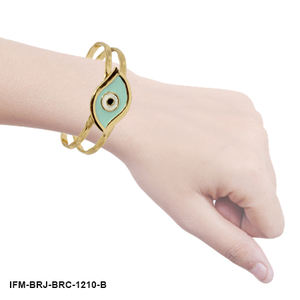 Brazalete Religioso Hecho a Mano de Latón con Turquesa Esmaltada, Promueve la Salud y el Equilibrio, Brazalete Abierto Ajustable, Regalo - Product Image 3