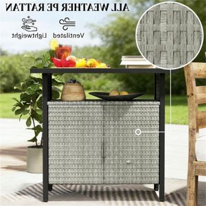 Armadio da Esterno Grigio con Tavolo da Bar e Portasciugamani Integrato - Product Image 4