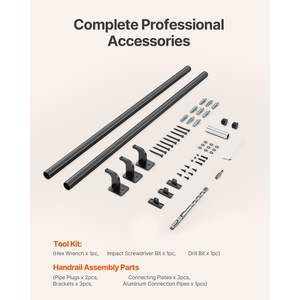 Pasamanos de escalera montado en la pared de aluminio negro de 6 pies Balaustradas y pasamanos para interiores y exteriores - Product Image 6