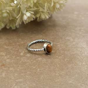 Handmade Brass 925 <b>Silver</b> Plated Natural Tiger Eye Bezel Set Dainty Oval Gemstone <b>Solitaire</b> Textured Hammered Band Boho <b>Ring</b> - Product Image 3