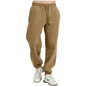 Pantalon de survêtement kaki pour homme, taille élastique avec cordon de serrage, décontracté, avec poches latérales, en coton mi-lourd, pour l'automne - Product Image 1