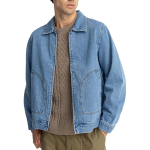 Chaqueta de Mezclilla de Invierno para Hombre, Cuello Alto Informal, Resistente al Viento, Transpirable, Ecológica, Servicio OEM, Alta Calidad, 100% Algodón en la Parte Delantera - Product Image 1