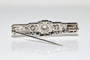 Broche Antiguo Art Deco Chapado en Oro de 14k y Plata 925 con Diamante Cultivado en Laboratorio de 1.40CT Certificado, Regalo para Bodas y Fiestas para Mujeres y Hombres - Product Image 5