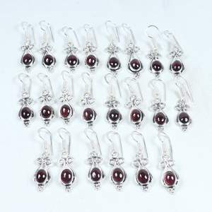 Top Selling 925 Sterling Silver Plated Three-Stone Teardrop Dangle <b>Earrings</b> Natural <b>Red</b> Gemstone Artisan Jewelry for Wholesale - Product Image 5