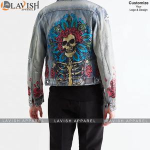 Chaqueta Vaquera Casual de Invierno para Hombre, Estilo Hip Hop Graffiti, Ecológica, Transpirable, Manga Larga, Estilo Acanalado, Personalizable - Product Image 3