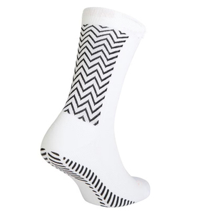 Anti Slip <b>Grip</b> Soccer <b>Socks</b> <b>White</b> Crew Athletic <b>Socks</b> With Black Zigzag Pattern And Anti Slip <b>Grip</b> Sole For Running And Sports - Product Image 2
