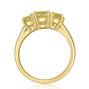 Fancy Light Yellow <b>Cushion</b> Cut Lab Created Diamond 3 Stone VVS+ Minimalist <b>Ring</b> in 14K Yellow Gold IGI Certified Sale - Product Image 3