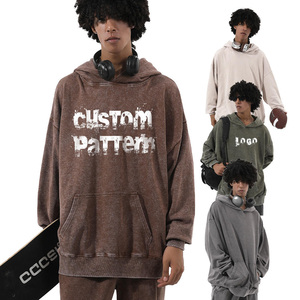 Sudadera con capucha extragrande de forro polar de 380 GSM, teñida con efecto vintage, lavada, unisex, con lavado ácido, venta al por mayor, MOQ bajo - Product Image 1