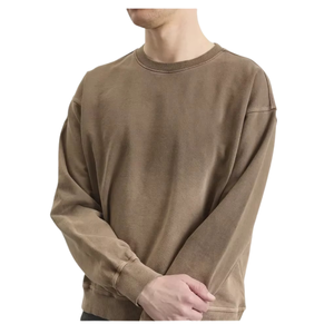 Sweat-shirt personnalisé surdimensionné à col rond, manches longues, tricoté, couleur unie, style décontracté d'automne pour hommes - Product Image 5