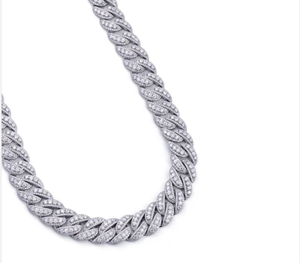 Men's Rhodium Plated Stainless Steel Moissanite AAAA Luxury Rope <b>Chain</b> <b>Iced</b> <b>Out</b> Hip Hop Necklace Everyday Wear - Product Image 2