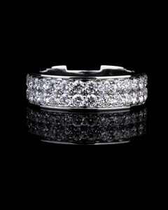 925 <b>Silver</b> Rhodium Plated Moissanite <b>Eternity</b> Band Round Brilliant Cut Claw Set Wedding <b>Ring</b> - Product Image 1