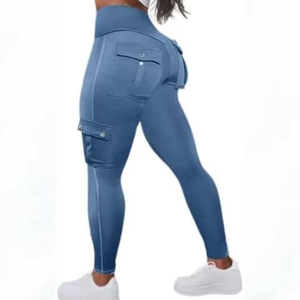 Breathable High Quality Women <b>Leggings</b> Unique Design Multi <b>Pockets</b> High Vintage Style Polyester+Spandex Fabric Custom Colors - Product Image 2