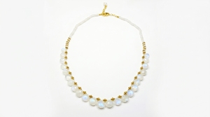 Collar de Cuentas Naturales, Plata de Ley 925, Chapado en Oro, Cadena Ajustable, Lujoso, para Bodas, Mujer, Venta al por Mayor, Proveedor OEM ODM - Product Image 2