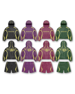 Ensemble 3 pièces respirant en coton 100% avec lignes réfléchissantes, nouveau design, coupe oversize : veste d'été unie, pantalon évasé et short coupe-vent - Product Image 5