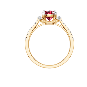 แหวนเพชรทรงรีประดับพลอยทับทิมทรงคลาสสิกสำหรับผู้หญิง ทอง 14K/18K ประดับเพชร 1.5 กะรัต ได้รับการรับรองจาก IGI เหมาะสำหรับงานแต่งงาน งานหมั้น และงานเลี้ยง - Product Image 4