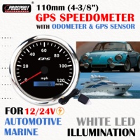 110mm 4-3/8 "compteur de vitesse électrique 120MPH odomètre 12/24V plaque frontale noire blanc LED rétro-éclairage IP67 étanche automobile Marine