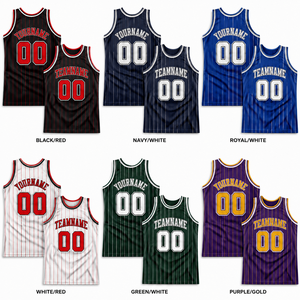 Maillot de basket-ball personnalisé à rayures vintage pour hommes, uniforme d'équipe rétro sublimé, léger et respirant, nom et numéro personnalisés - Product Image 2