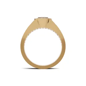 Anillo de Diamantes Halo con Barras Paralelas para Hombre, con Diamantes de Corte Redondo y Princesa, 39 Piezas de Diamantes - Product Image 3