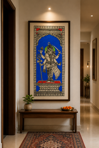 Cette peinture est une Ardhnarishwer Gauri Shankar Pattachitra, un art traditionnel, une décoration suspendue pour salon intérieur. - Product Image 5