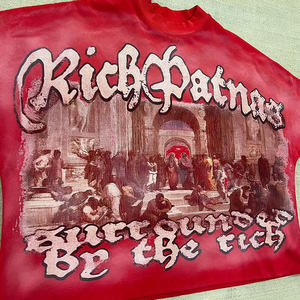 Nouveau T-shirt Homme Personnalisé en Coton Épais Délavé à l'Acide Coupe Oversize Boxy Impression Numérique Motif Vintage Streetwear Vente en Gros - Product Image 3