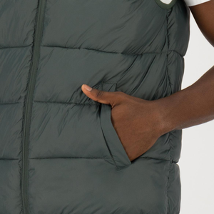 Chaleco Acolchado Verde Oscuro para Hombre, Cuello Mao, Cierre de Cremallera Reversible, Cortavientos, Ropa de Invierno Informal - Product Image 4