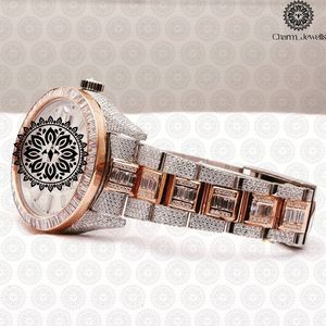 Charm Jewells Montre de luxe pour femme, bracelet en acier inoxydable, boîtier rond, cadran analogique de 38 mm, mouvement à quartz en cristal de saphir - Product Image 2
