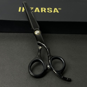 Black Color Paper Coated Hair Thinner <b>Scissors</b> With Round Handle Classic Design Made Barber Thinning Shears In Low MOQ - Product Image 3