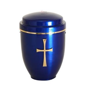 2025 Amazing Look Blue Color Metal <b>Keepsake</b> Cremation Urn for Human <b>Ashes</b> - Product Image 1