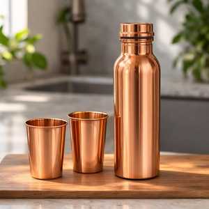 BURAQ HANDICRAT Copper Water <b>Bottle</b> 1L Design for Travel - Product Image 2