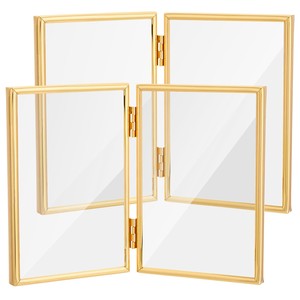 Mango Wood 4-Panel Photo Frame <b>Hinged</b> Wholesale | Natural Tan Wood Picture Frame - Product Image 1