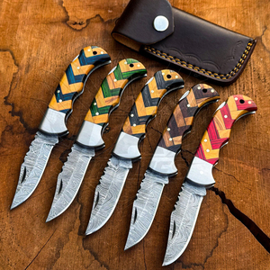 มีดพับ Damascus Back Lock Pocket EDC สำหรับขายส่ง ผู้ผลิตมีดพับทำมือ ด้ามไม้ สำหรับล่าสัตว์ รับผลิตแบบ OEM จำนวนมาก พร้อมบรรจุภัณฑ์ตามสั่ง - Product Image 1