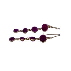 Pendientes Colgantes de Plata de Ley 925 con Baño de Oro y Rubí, Joyería Elegante para Mujer, para Bodas - Product Image 4