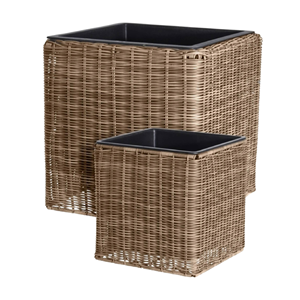 Natural Rattan <b>Planter</b> with <b>Plastic</b> Liner, Boho Home Decor Indoor Outdoor Garden Flower Pot, Wholesale Vietnam Factory - Product Image 1