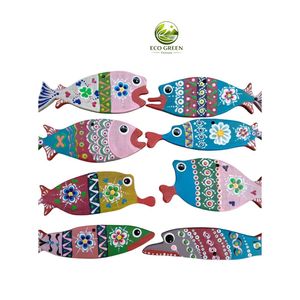 Arte Decorativo de Pared con Forma de Pez, Tallado a Mano y Pintado, Ecológico, Rústico y Colorido, con Diseño de Caballito de Mar, Adorno para el Hogar - Product Image 5