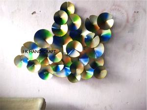 Finition royale en feuille d'or faite à la main moderne grande taille Sculpture murale Art Designer fer métal entrée unique salon décoration murale - Product Image 5